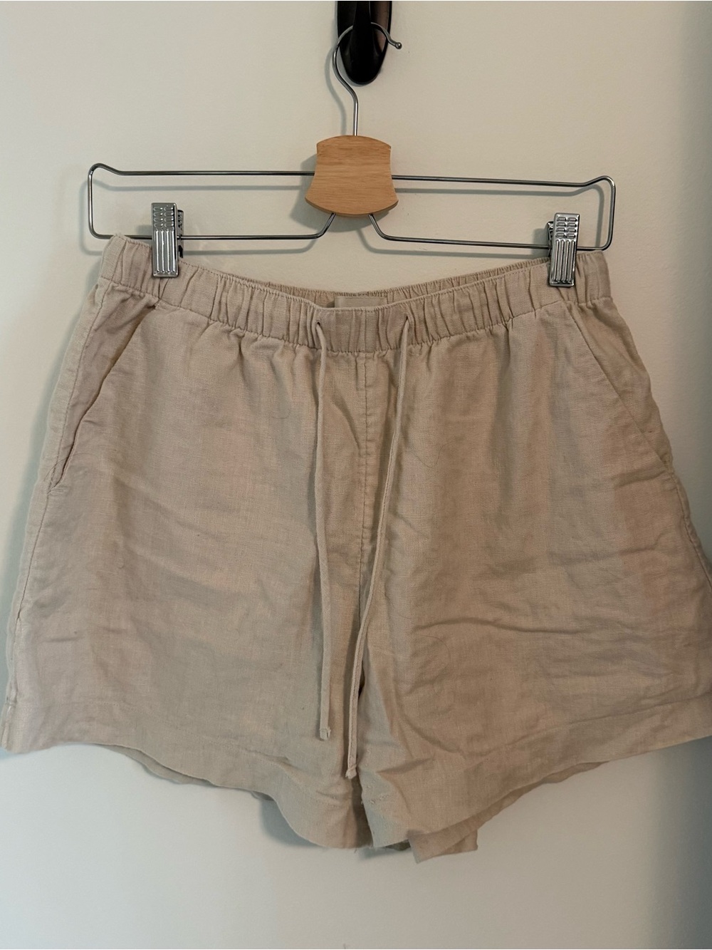 Abercrombie & Fitch Natural-Beige Linen-Blend Drawstring Women’s Shorts